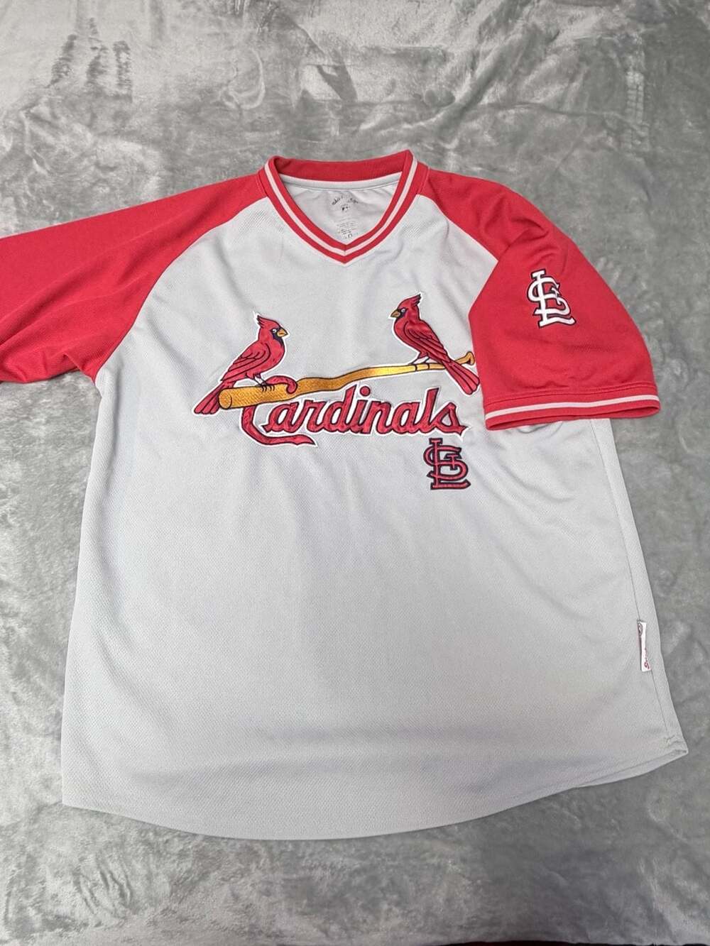 Stitches St. Louis Cardinals Jersey Size L Gray MLB Baseball Pullover